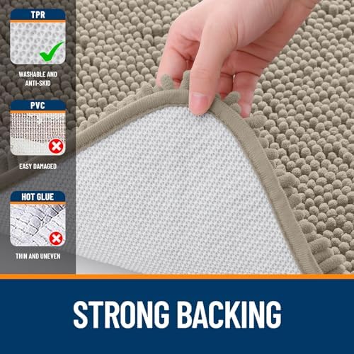 OLANLY Small Bathroom Rugs 24x16, Extra Soft Absorbent Chenille Bath