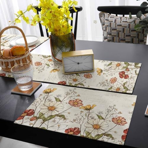 Farmhouse Botanical Table Runner and Placemats for Dining