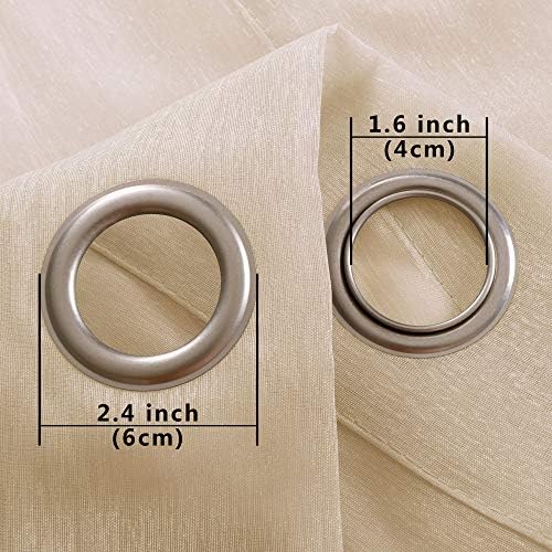 KOUFALL Tan Beige Curtains 96 Inches Long Sheer 2 Panels Set Grommet