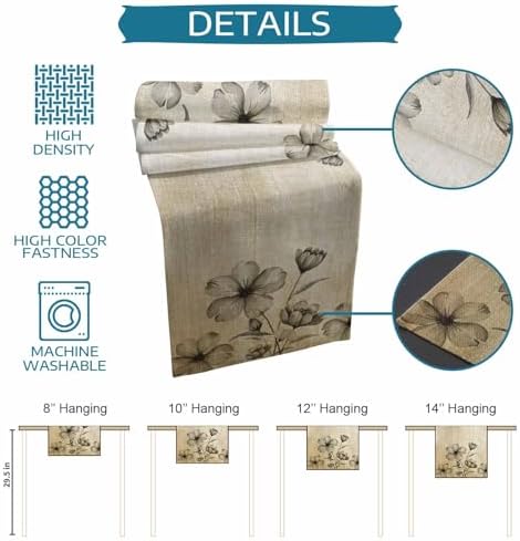 Vintage Beige Flowers Gradient Table Runner and Placemats Set of 6
