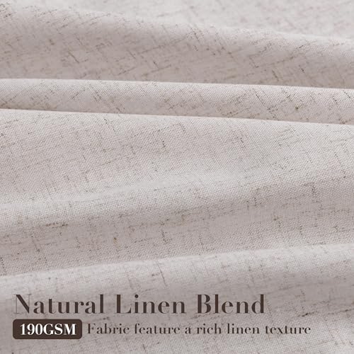 Joywell Extra Long Linen Pinch Pleated Curtains 120 Inches Light Beige