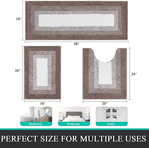 Bsmathom Bathroom Rug Sets 3 Piece, Non Slip Washable Bath Mats
