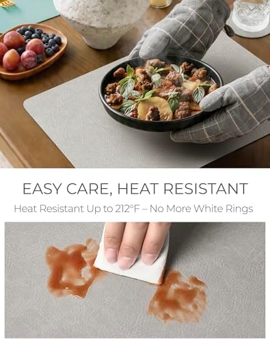 Reversible Faux Leather Placemats 12x17 Inch, Set of 8, Heat Resistant