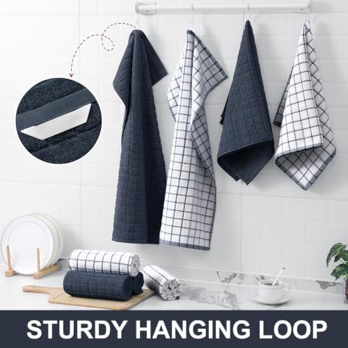Homaxy Large Premium Cotton Kitchen Towels 16"x 28", 12 Pack, Dark