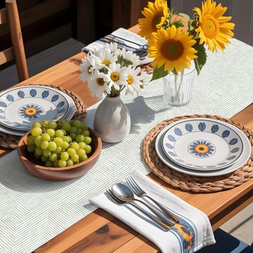 Minimalist Geometric Table Runner for Dining Table Rustic Modern Beige