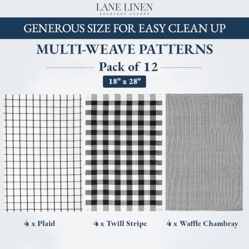 LANE LINEN Kitchen Dish Towels 100% Cotton Tightly Woven 12 Pack