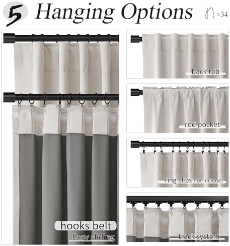 Jowels Natural Linen Blackout Curtains 120 Inches Long 2 Panels for