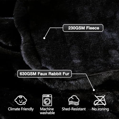 ORINOVA Faux Fur Black Thick Soft Throw Blanket 60X80 for Bed Couch