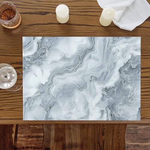 Placemats Set of 8, Abstract Gray Water Ripple Stripe Washable Table