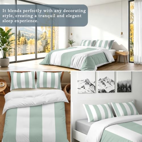 3 Pieces Duvet Cover California King Bedding Sets Modern Sage Green