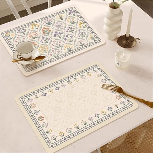 Faux Leather Placemat Set of 6, Waterproof Non-Slip Heat Resistant
