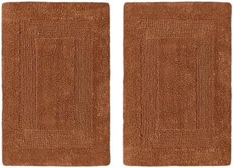 COTTON CRAFT 2 Pack Reversible Bath Mat - Soft Plush Bath Rug -17x24