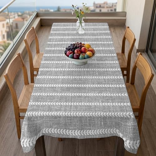 Grey Boho Stripe Light Linen Rectangle Tablecloth 60x120 Inches,Retro