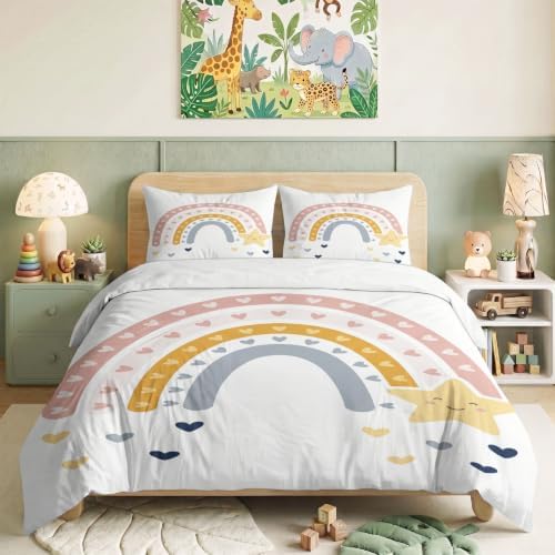 King Duvet Cover Set Soft Microfiber Nordic Countries Rainbow