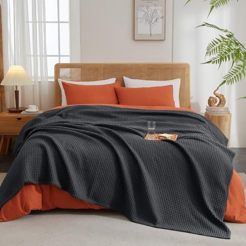 PHF Ultra Soft Waffle Weave Blanket for Bed, King Size, 104"* 90"