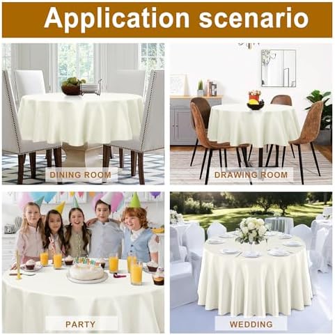DWCN Round Tablecloth 90 Inch - Waterproof & Stain Resistant