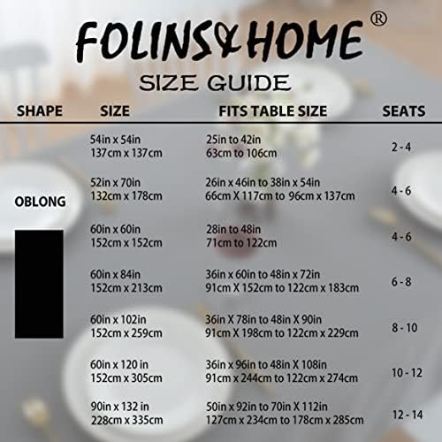 FOLINS&HOME 2 Pack Grey Rectangle Tablecloth, 60 x 120 Inch Table