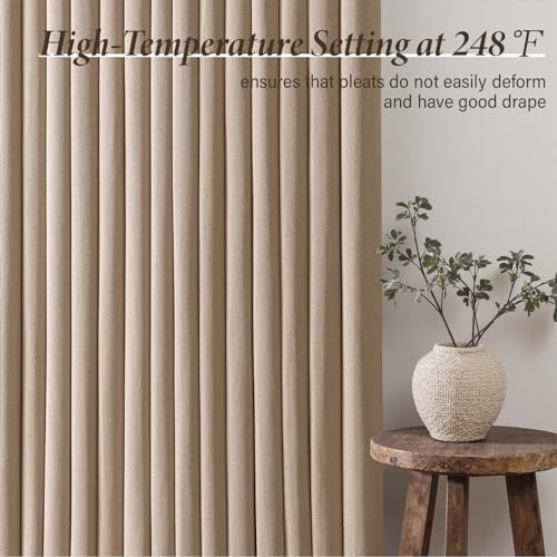 MIULEE Pinch Pleated Thick Linen Curtains 96 Inches Long 2 Panels Set