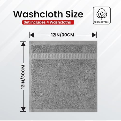 Infinitee Exclusive Grey Towel Bundle - Includes 4 Washcloths and 6