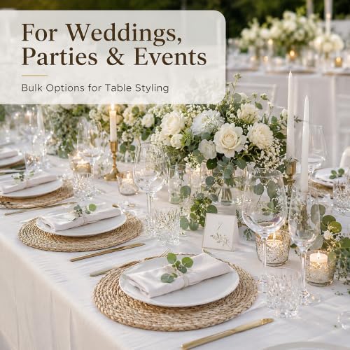 13 Inch Round Woven Placemats Set of 8, Natural Rush Rattan Wicker