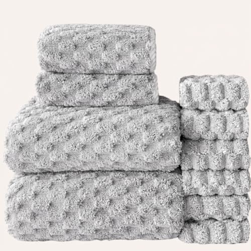 Extra Large Soft Bathroom Towels Set of 10 for Adults. 2 Bath Towels