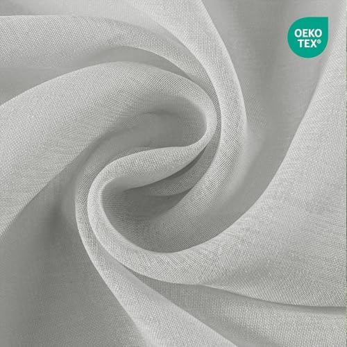 CUCRAF White Sheer Curtains 95 Inches Long 2 Panels Set, Semi Sheer
