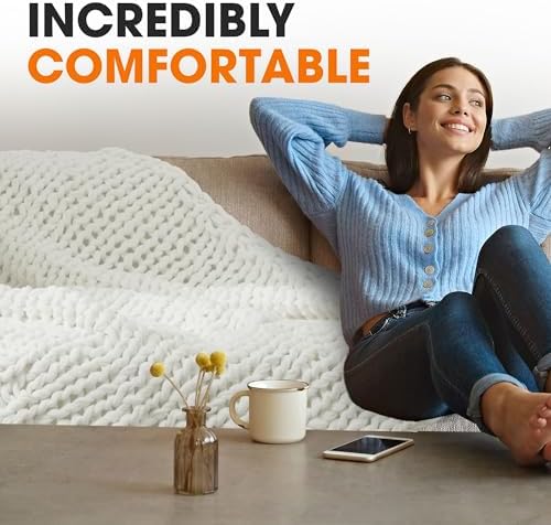 Cheer Collection Chunky Knit Blanket - Throw Blankets for Bed & Couch