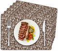 Faux Leather Placemats Set of 6, Reversible Patterned Table Mats