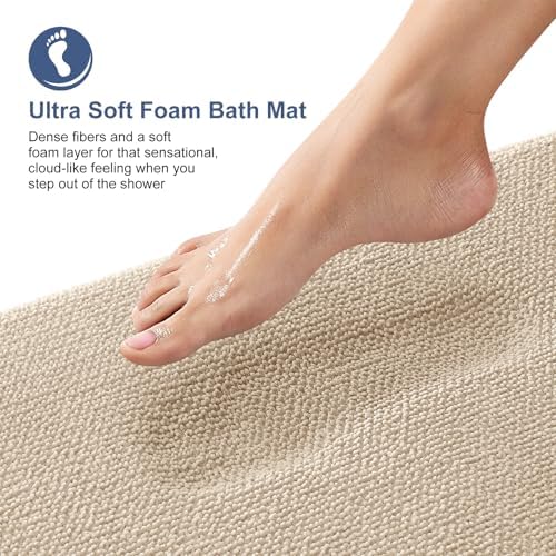 OLANLY Memory Foam Bathroom Rugs Mats Sets 2 Piece, 24"x16"+30"x20"