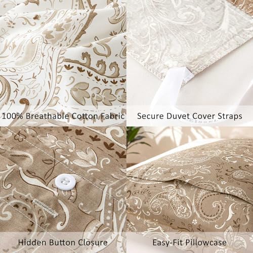 ALEISSEL 100% Natural Cotton Vintage Duvet Cover Queen Size