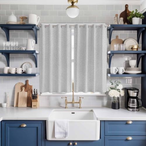 Grey Window Curtains 63 Inch Length 2 Panels Set, Modern Solid