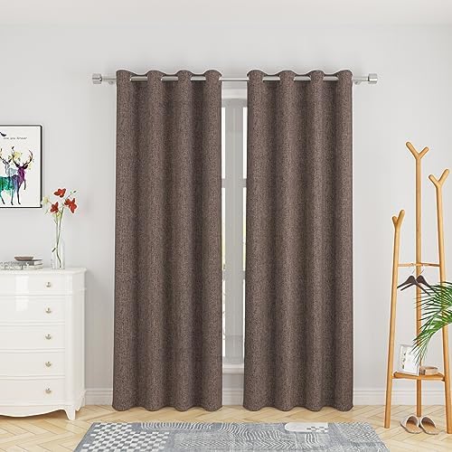 Brown Curtains Kitchen Linen Textured 84 inch Length Living Room