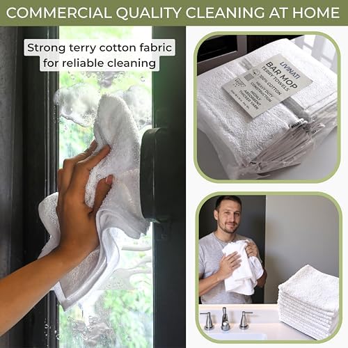 White Cotton Bar Towels for Kitchen - Rags for Bartenders - Bulk