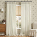 Cream Triple Pinch Pleated Living Room Semi Sheer Curtains 96 Inch 2
