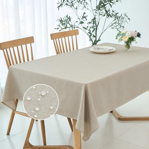 maxmill Linen Texture Tablecloth Water Resistance Antiwrinkle