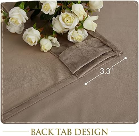 StangH Taupe Velvet Curtains Luxury for Living Room, W52 x L84, 2