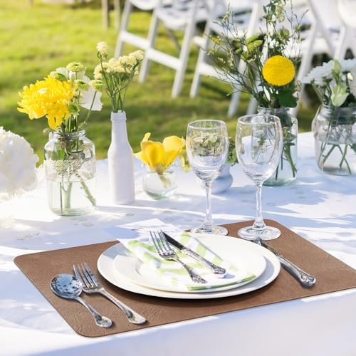 Aofmee Faux Leather Placemats Set of 6 - Waterproof - Wipeable