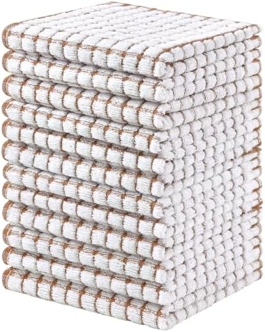 Homaxy 12 Pack Terry Kitchen Dish Cloths, 12"x12", Brown
