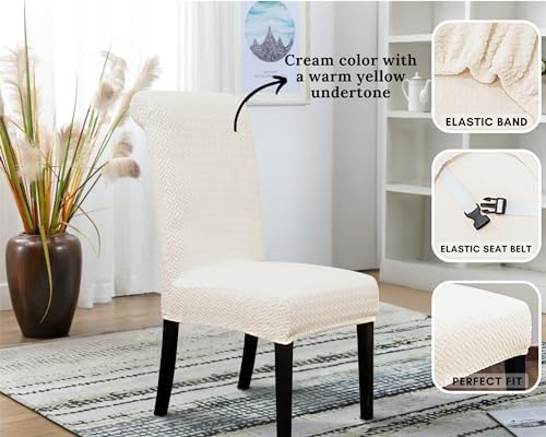 SPRINGRICO 6 Pack Dining Room Chair Covers with seat Belt, Stretch