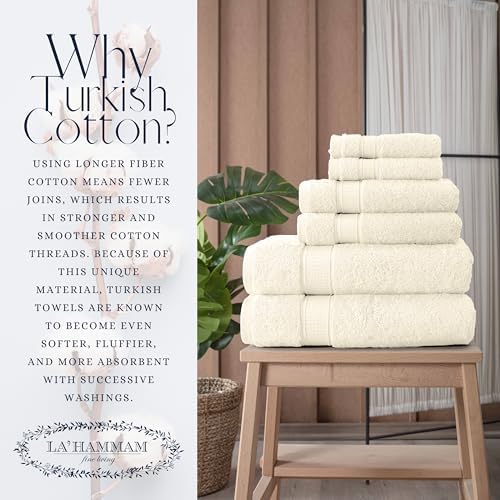 LA HAMMAM 6 Piece Towel Set - 2 Bath Towels, 2 Hand Towels, 2