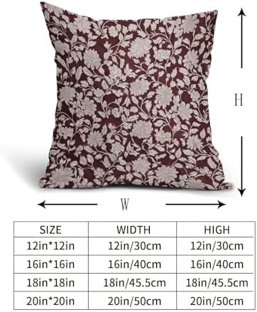 Wine Red and Gray Boho Floral Pillowcase Set of 2 Red Flowers Block