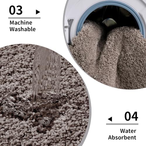 Disolla Taupe Grey Bathroom Rugs 17x24, Non-Slip Plush Small Bath Mat