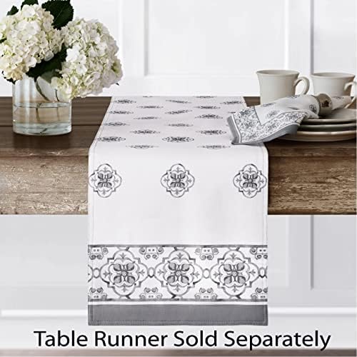Newbridge Square Fabric Tablecloth, 52 x 52 Inch, Mykonos Grey