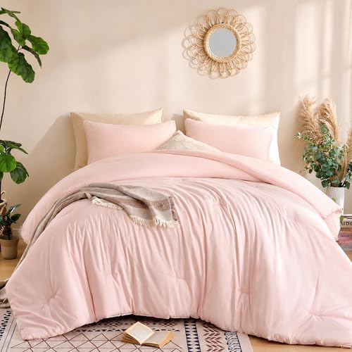 weigelia Pink Comforter Set Full Size, All Season Lightweight Bedding