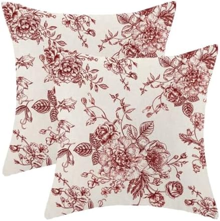 AEIOAE Chinoiserie Floral Pillow Covers 18 x 18 Inch Set of 2, Vintage