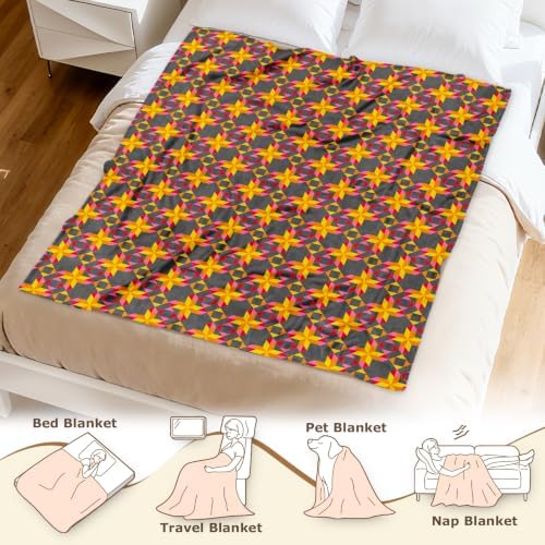 Aimego Retro Geometric Throw Blanket 60 x 80, Boho Fleece Blanket