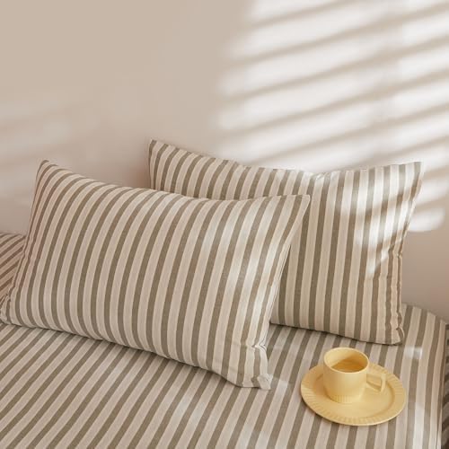 HighBuy Vintage Grey Striped Duvet Cover Set King Size - 3 Piece 100%
