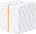 16x19 Terry Bar Mop Towel 24 Pack, White with Gold Stripes Kitchen