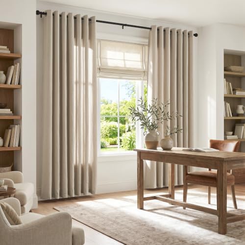 jinchan Linen Curtain 96 Inch Light Filtering Grommet 1 Panel Taupe