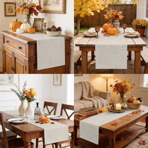 Geometric Striped Table Runner 72 Inch Long Dresser Scarves Linen